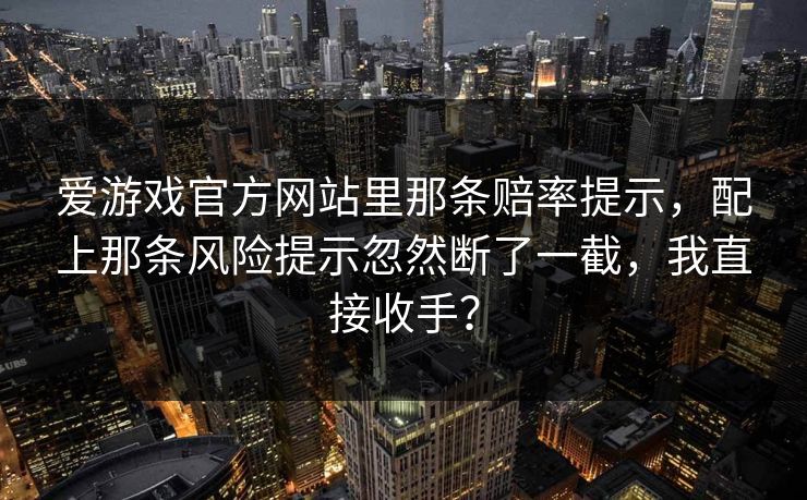 爱游戏官方网站里那条赔率提示，配上那条风险提示忽然断了一截，我直接收手？