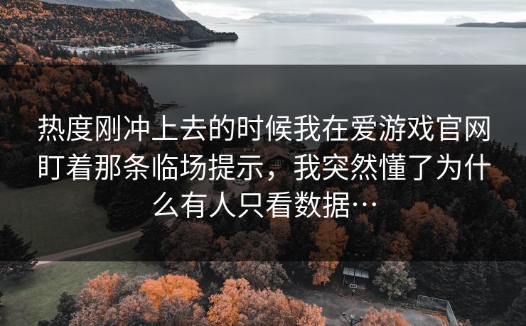 热度刚冲上去的时候我在爱游戏官网盯着那条临场提示，我突然懂了为什么有人只看数据…