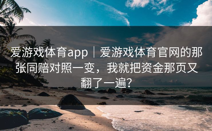 爱游戏体育app｜爱游戏体育官网的那张同赔对照一变，我就把资金那页又翻了一遍？