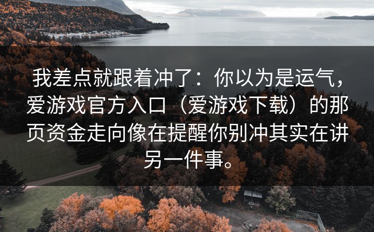 我差点就跟着冲了：你以为是运气，爱游戏官方入口（爱游戏下载）的那页资金走向像在提醒你别冲其实在讲另一件事。